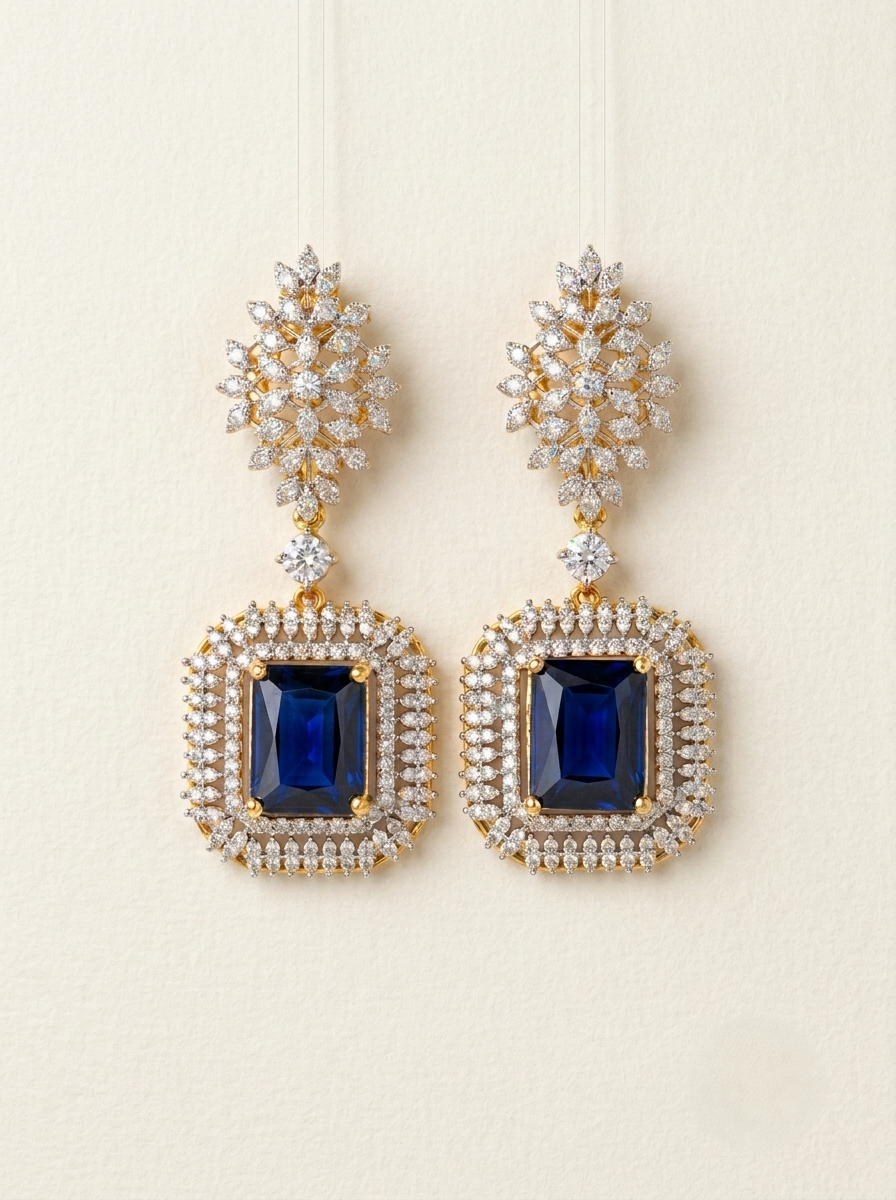 Blue Diamond Earrings Jewellery in Pakistan with Affordable Price