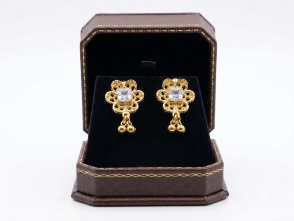 Minimalist Floral Sparkle Earrings | Gold-Plated | Al Finch