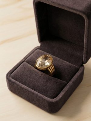 Classic Champagne Stone Men's Ring