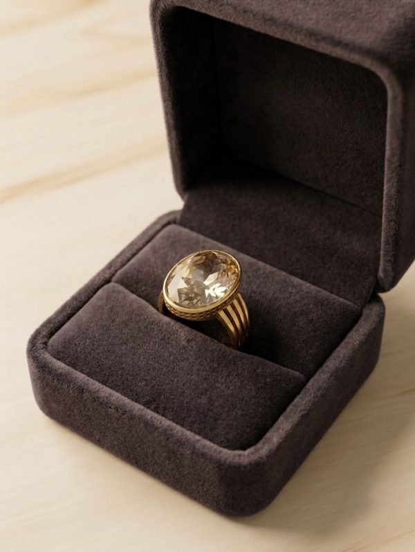 Classic Champagne Stone Men's Ring