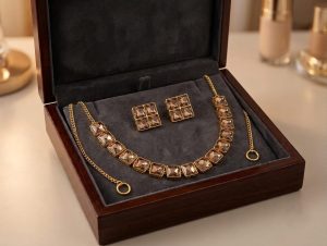 Champagne Stone Necklace & Earring Set
