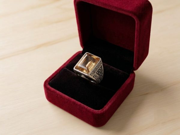 Citrine Geometric Men's Ring